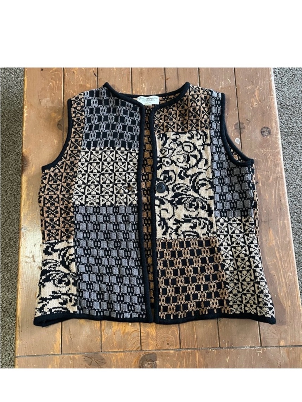 Vintage Norm Thompson Patchwork Cotton Knit Vest